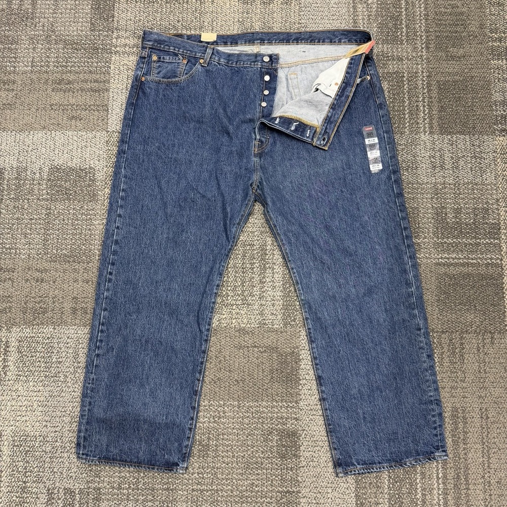 New Levis 501 Original Fit Mens Jeans 48x30 Medium Wash Blue Denim Big‎ & Tall